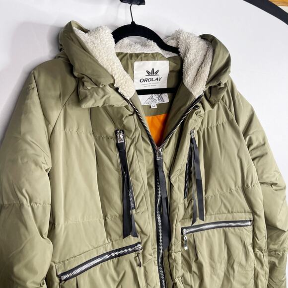 Orolay Womens Medium M Green Thickened Down Jacket Water Resistant Warm Pockets - Picture 5 of 16